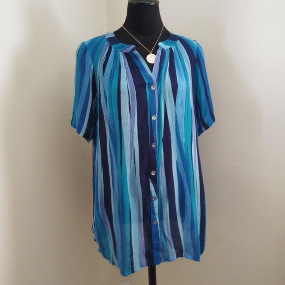 Roaman's Tops - Roaman's Gauzy Striped Tunic